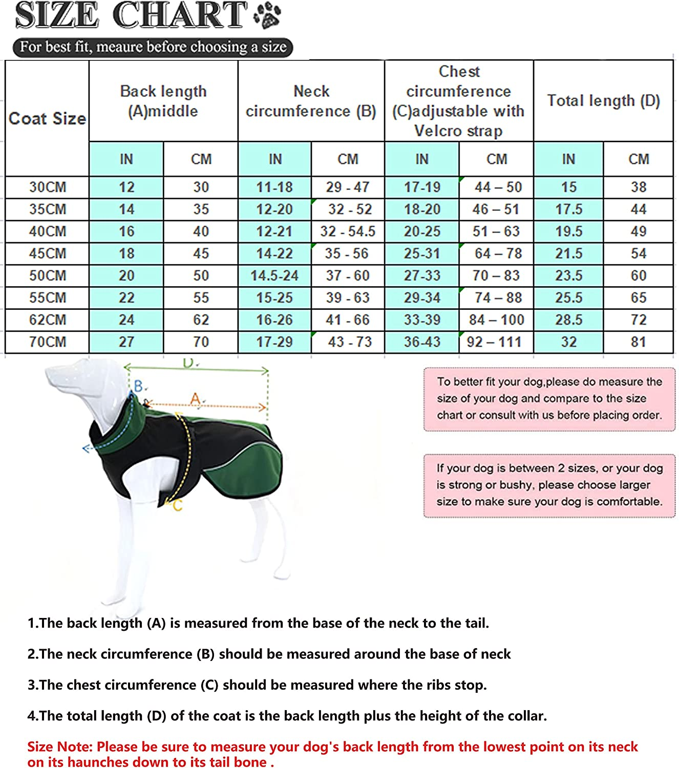 Dog Soft Shell Fleece Jacket,Windproof and Slightly Waterproof Snowsuit for Outdoor.Keep Warm Small &Medium &Large Dogs, Outer Material: Green & Black Inner Black, X-Small/20-30Cm Back Length image number 2