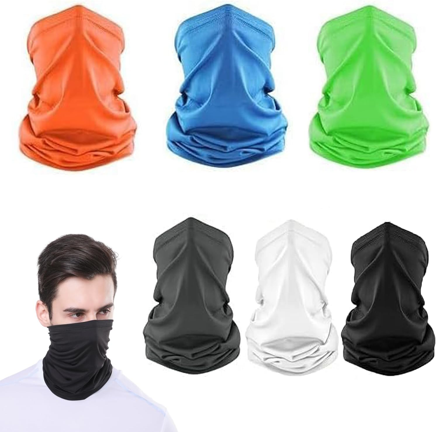 6Pcs Neck Gaiter Balaclava Gator Face Mask, UV Face Shield,Breathable Face Bandanas Neck Cover for Men Women image number 2