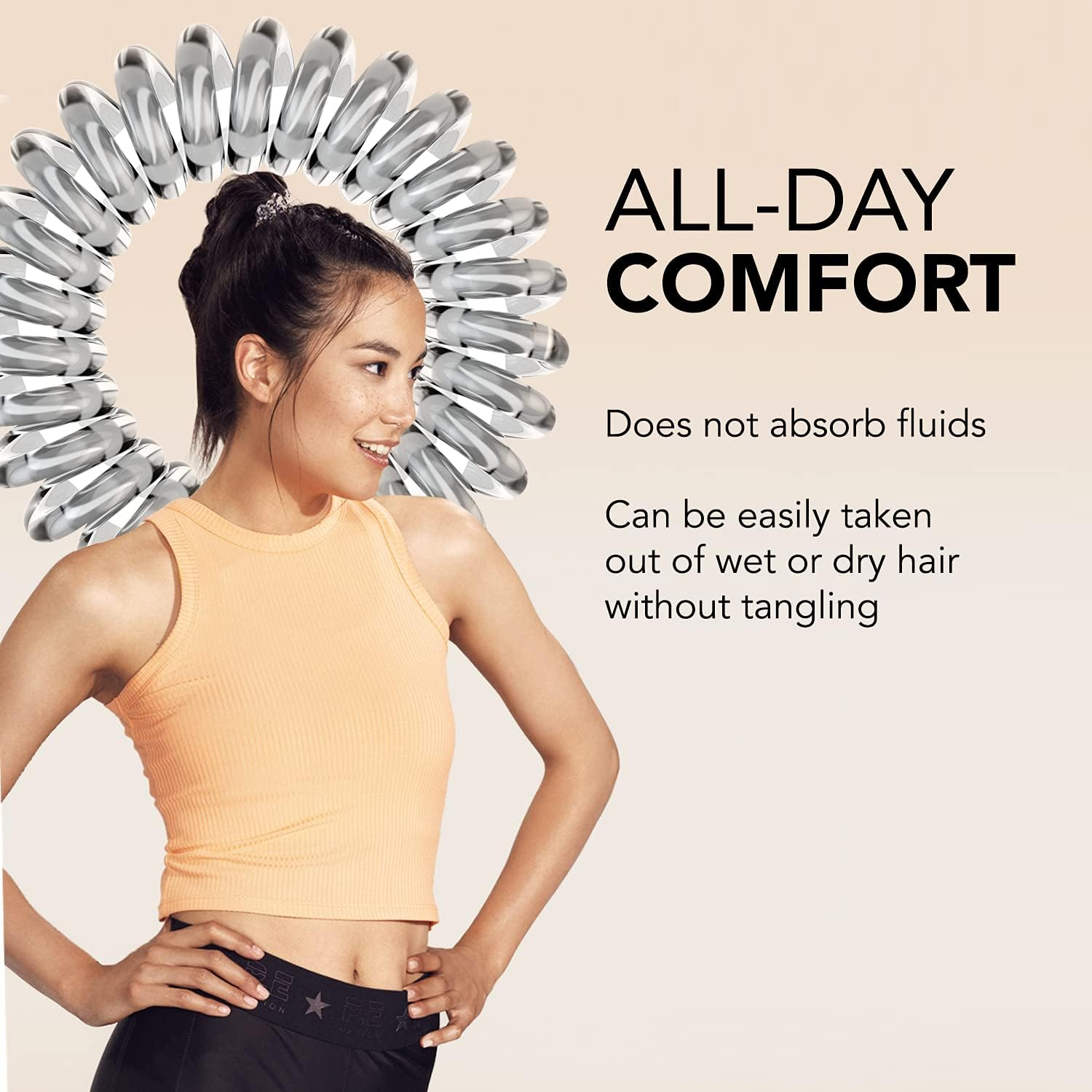 Invisibobble Power Traceless Spiral Hair Ties - 5 Pack - Crystal Clear - Strong Elastic Grip Coil Hair Accessories for Active Women - No Kink, Non Soaking - Gentle for Girls Teens and Thick Hair image number 2