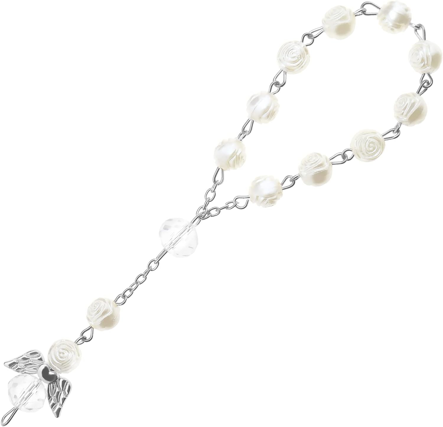 VGOL Rose Lanyard Crystal Car Charms Rhinestones Hanging Ornament Angel Pendants Decorative Accessories Silver image number 5