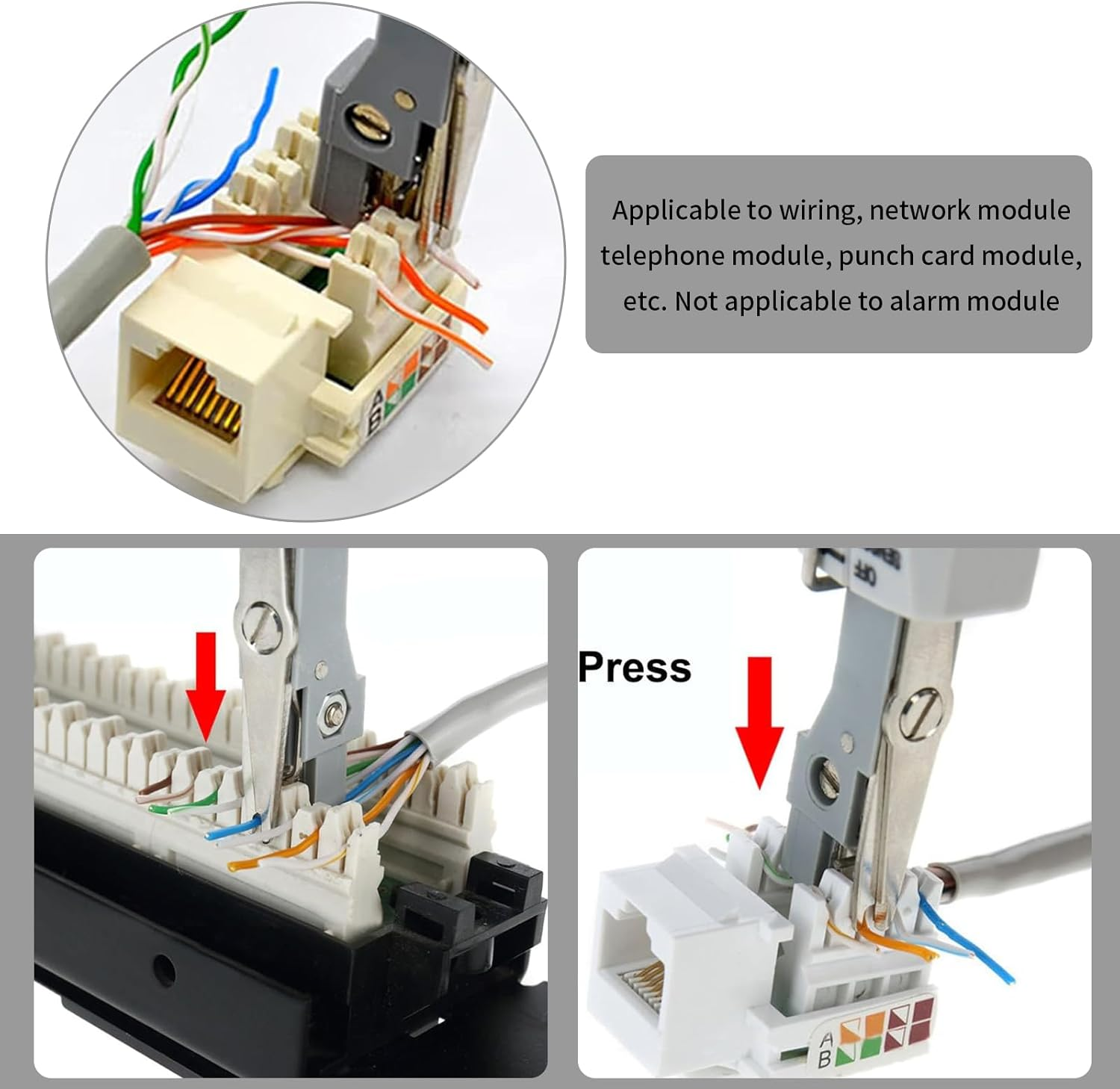 Punch down Tool, Multifunctional Network Cable Crimper for RJ45/RJ11 Cat5/Cat5E/Cat6, Impact Terminal Insertion Tool for Ethernet, Telecom, Phone Cable, 110 Block, Wire Connector (2 PCS) image number 4