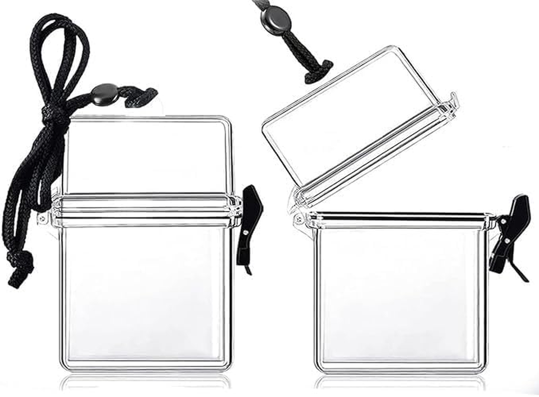 2PCS Waterproof Dry Box, Portable Transparent Small Waterproof Case, Plastic Floating Watertight Case with Rope for Kayak,Surfing,Hiking,Riding,Outdoor Products Fishing Box image number 3