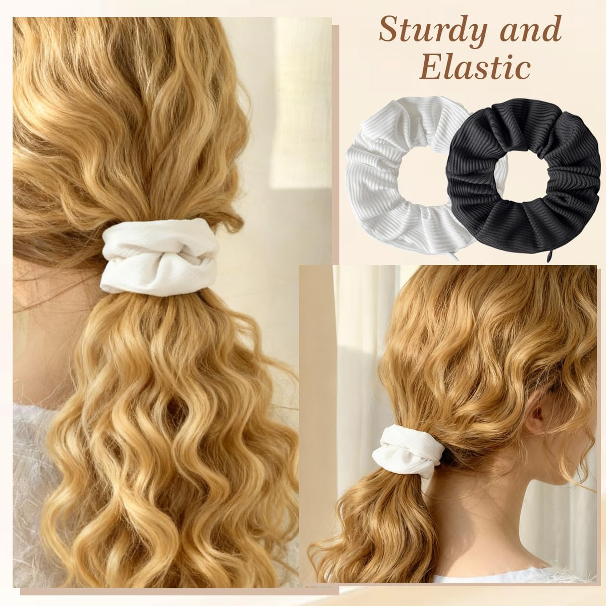 4Pcs Pocket Scrunchies Hidden Zipper Hair Ties Key Storage Bag Stash Ponytail Holder with Secret Compartment for Women Thin Fine Curly Hairs (Mixed Colors)