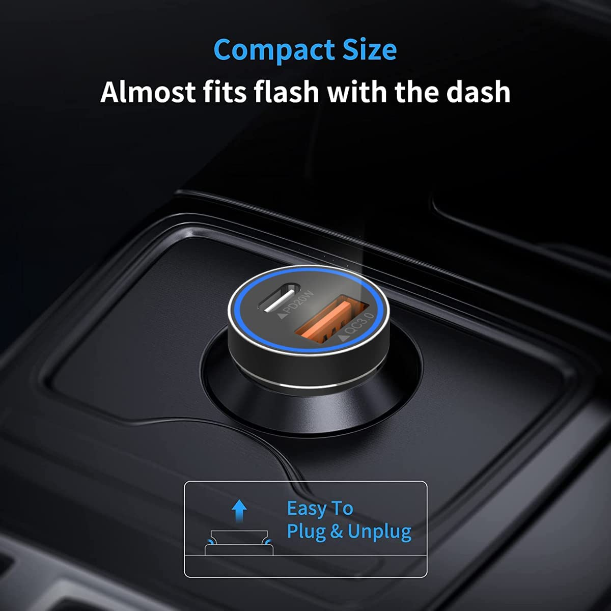 USB C Car Charger, 38W Fast USB Car Charger Adapter PD&QC 3.0 Dual Port for Iphone 13 12 11 Pro Max X XR XS 8, Galaxy Note 20/10 S21/20/10 Google Pixel and More