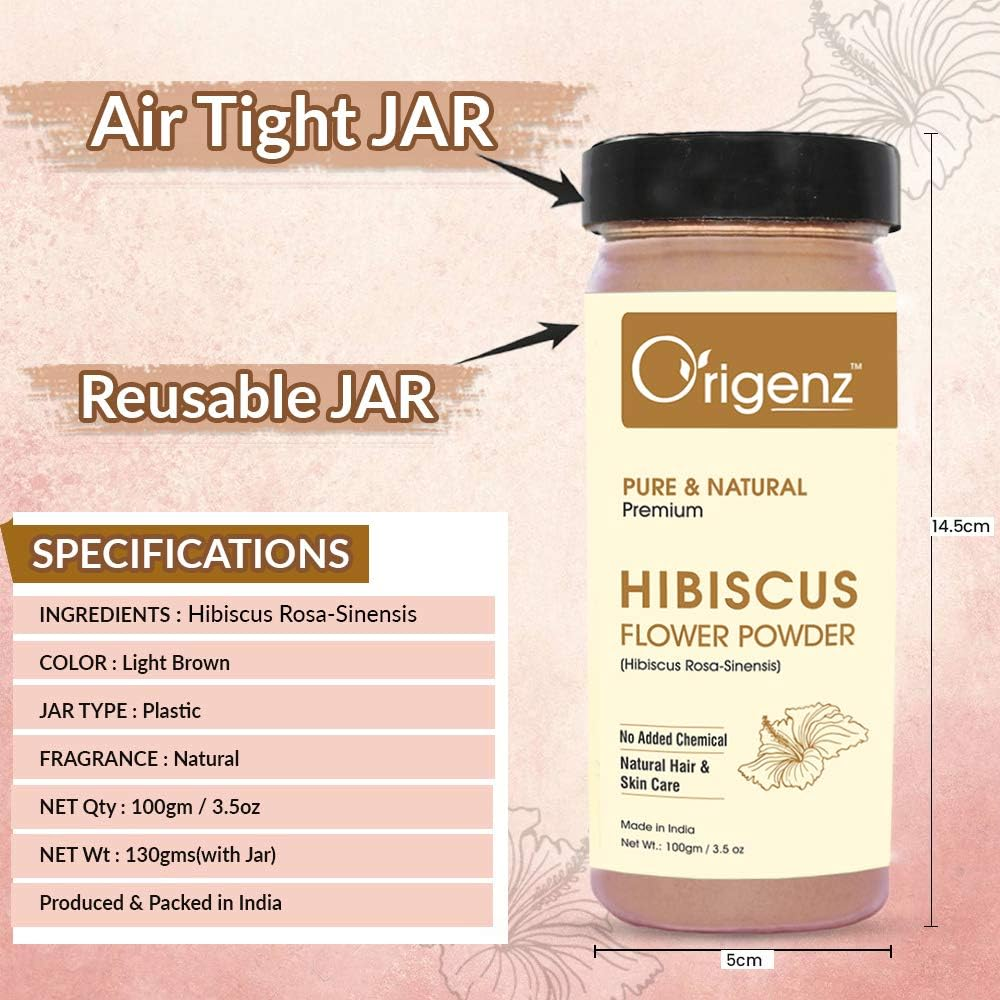 Origenz Premium Hibiscus Powder for Hair & Skin 100Gm (Pack of 2) image number 4