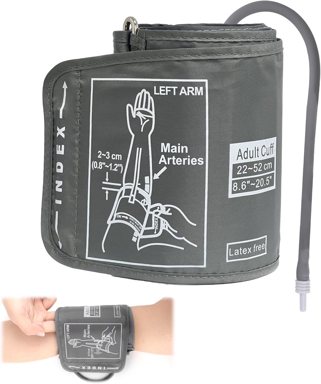 Replacement Extra Large Blood Pressure Cuff for Omron Monitors 22-52Cm, Adjustable XL Arm Cuff with 6 Universal Connectors, Compatible Large Arm BP Monitor Cuff image number 2