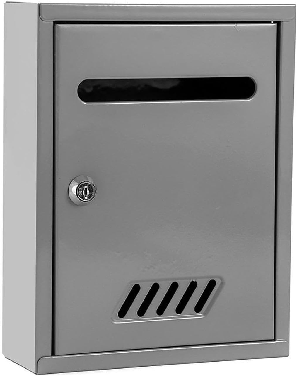 Kuntesetty Wall Mounted Lockable Mailbox Windproof Metal Security Mailbox for Front Door Outdoor Home Decor, Gray