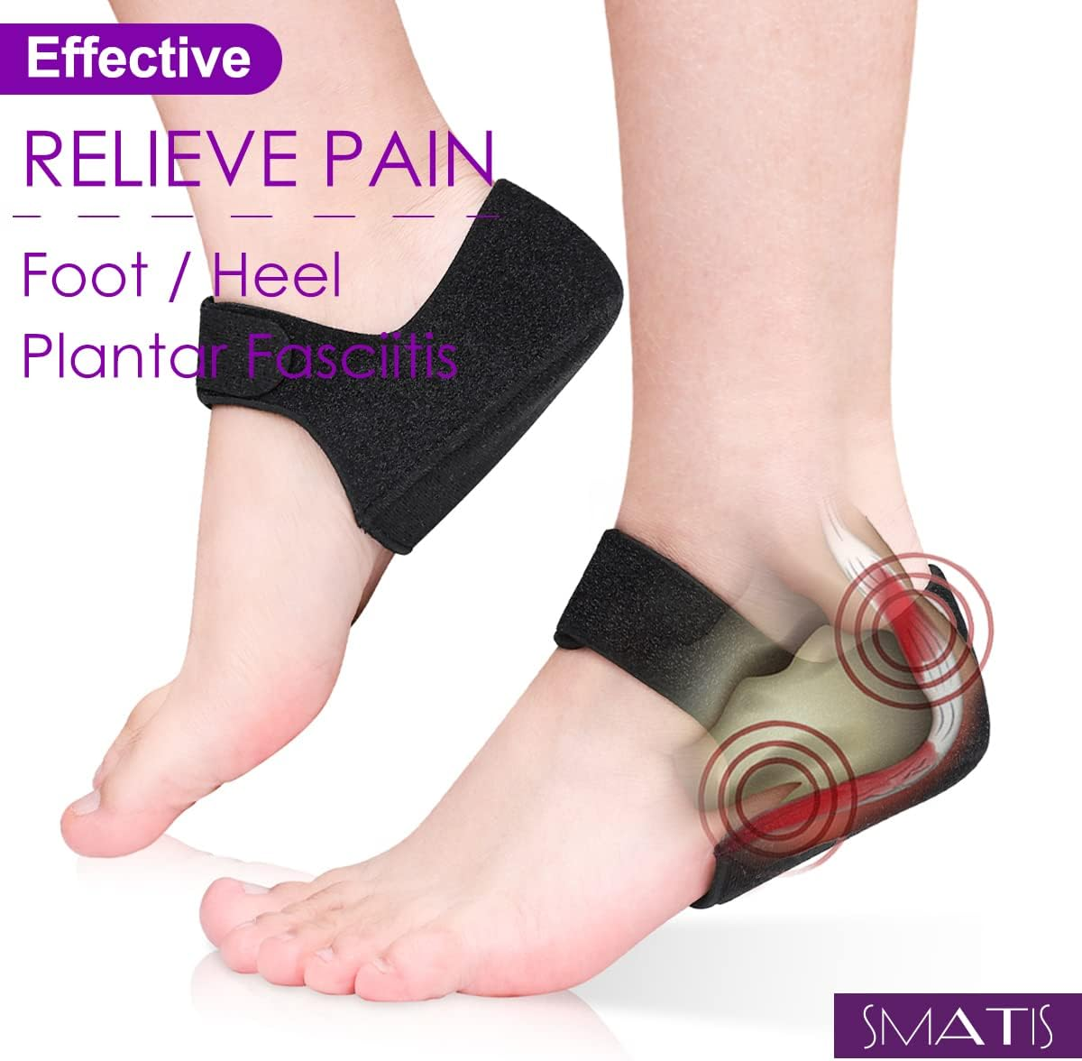 SMATIS Heel Protectors for Plantar Fasciitis, 2PCS Updated Heel Cups for Heel Pain, Heel Cushion for Achilles Tendonitis Bone Spur Aching Feet Relieve Heel Pain(Size: Women 6-11 + Men 6-10) image number 3
