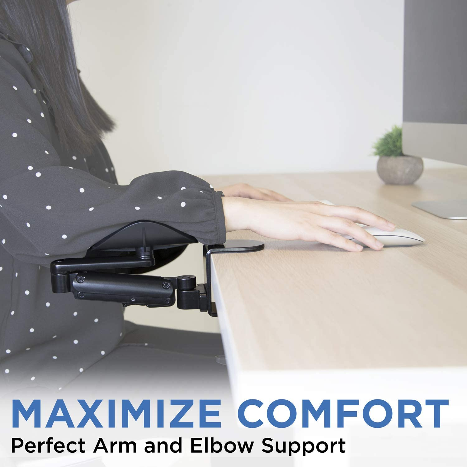 Mount-It! Adjustable Arm Rest for Desk | Ergonomic Computer Desk Arm | Height Adjustable, Full Motion Elbow Support with Clamp-On Base (MI-7145) image number 3