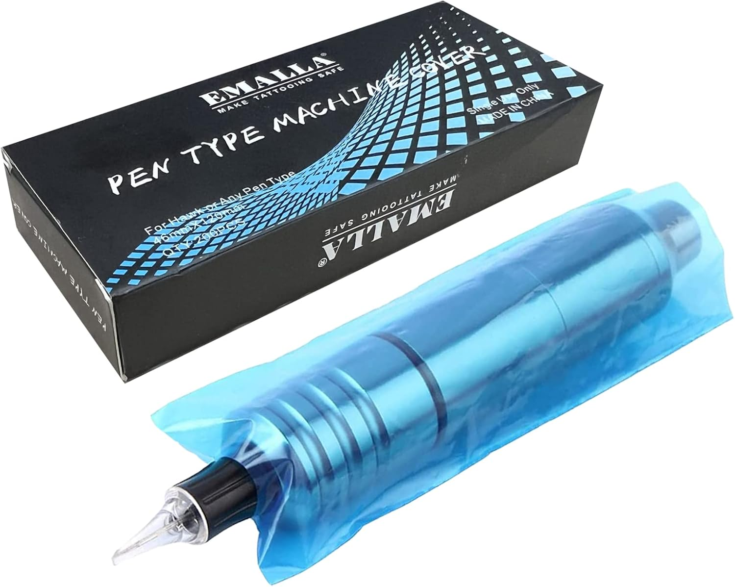 Sotica 200Pcs Blue Tattoo Pen Covers, Disposable Plastic Sleeves for Standard Machine Pens image number 3