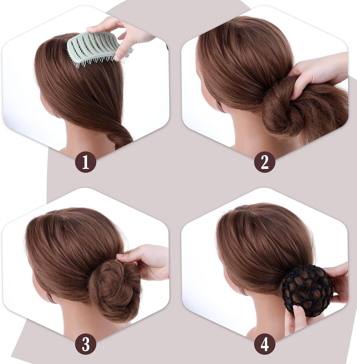 8 Pcs Hair Bun Cover Elastic Hair Nets for Buns, Invisible Knit Hairnet Dance Hair Bun Covers for Women'S Hair, Stretchy Bun Cover for Dancer, Skater, Bank Clerk, Women Ballet image number 1