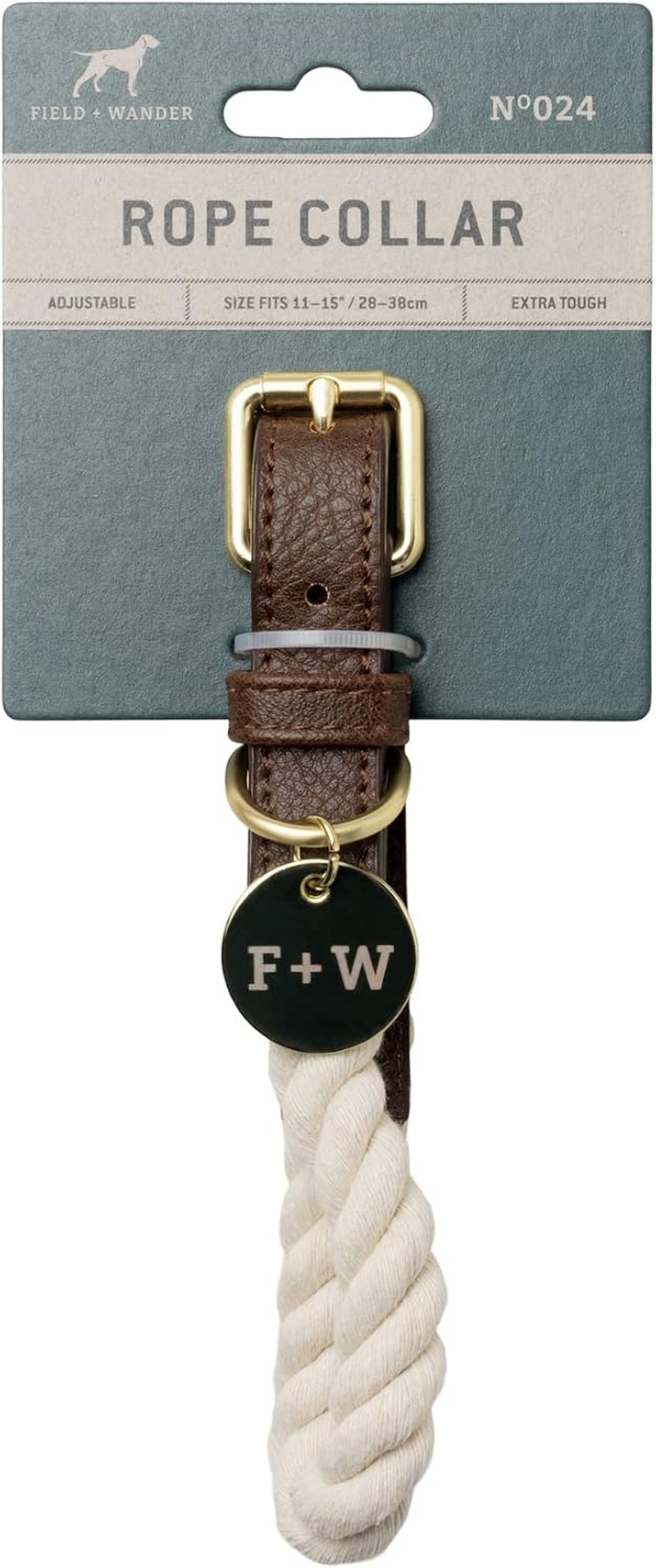 Field and Wander Small Rope Dog Collar - Natural Cream image number 1