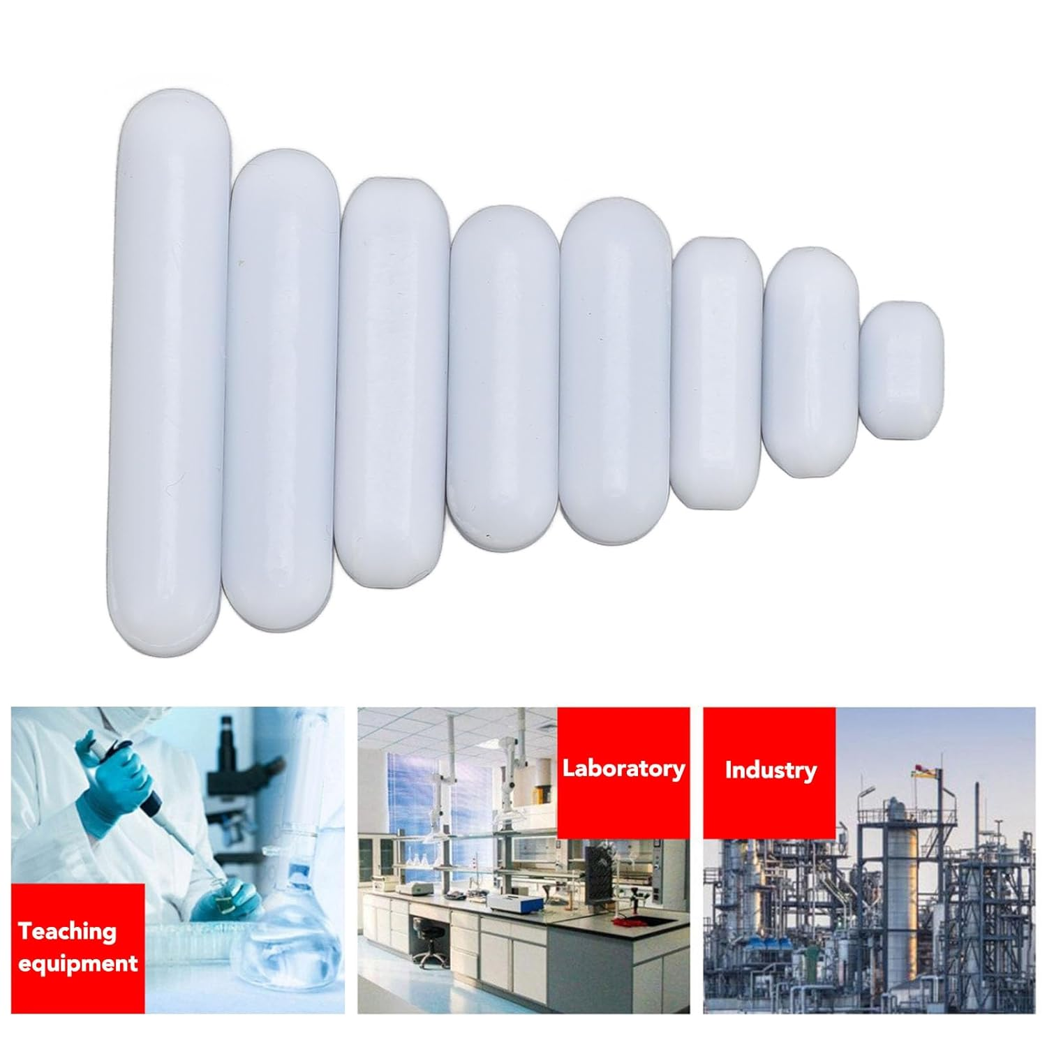 8Pcs Magnetic Stir Bar Set, PTFE Magnetic Mixer Stirrer Bar, Magnetic Stirring Rod Mixing Bars, Laboratory Bar, Stir Plate Bar, 10Mm 15Mm 20Mm 25Mm 25Mm 30Mm 35Mm 40Mm image number 4