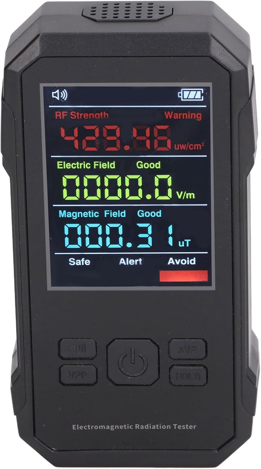 Field Level Alert Geiger Counter Radiation Detector Black Digital Professional EMF Meter LED Display Handheld RF Electric Field Magnetic, Geiger Counter Nuclear Radiation Detector image number 4