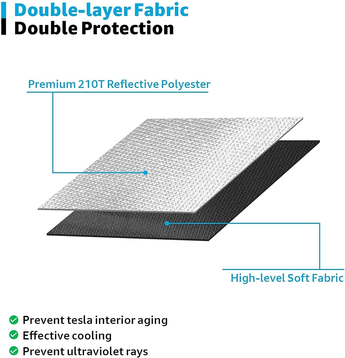 Tesla Model 3 and Y Front Windshield Sunshade, Easy to Use Foldable Lightweight Sun Shield with a Pouch, Blocks UV Rays Suitable for Tesla 3/Y, Keep the Vehicle Cool and Damage-Free