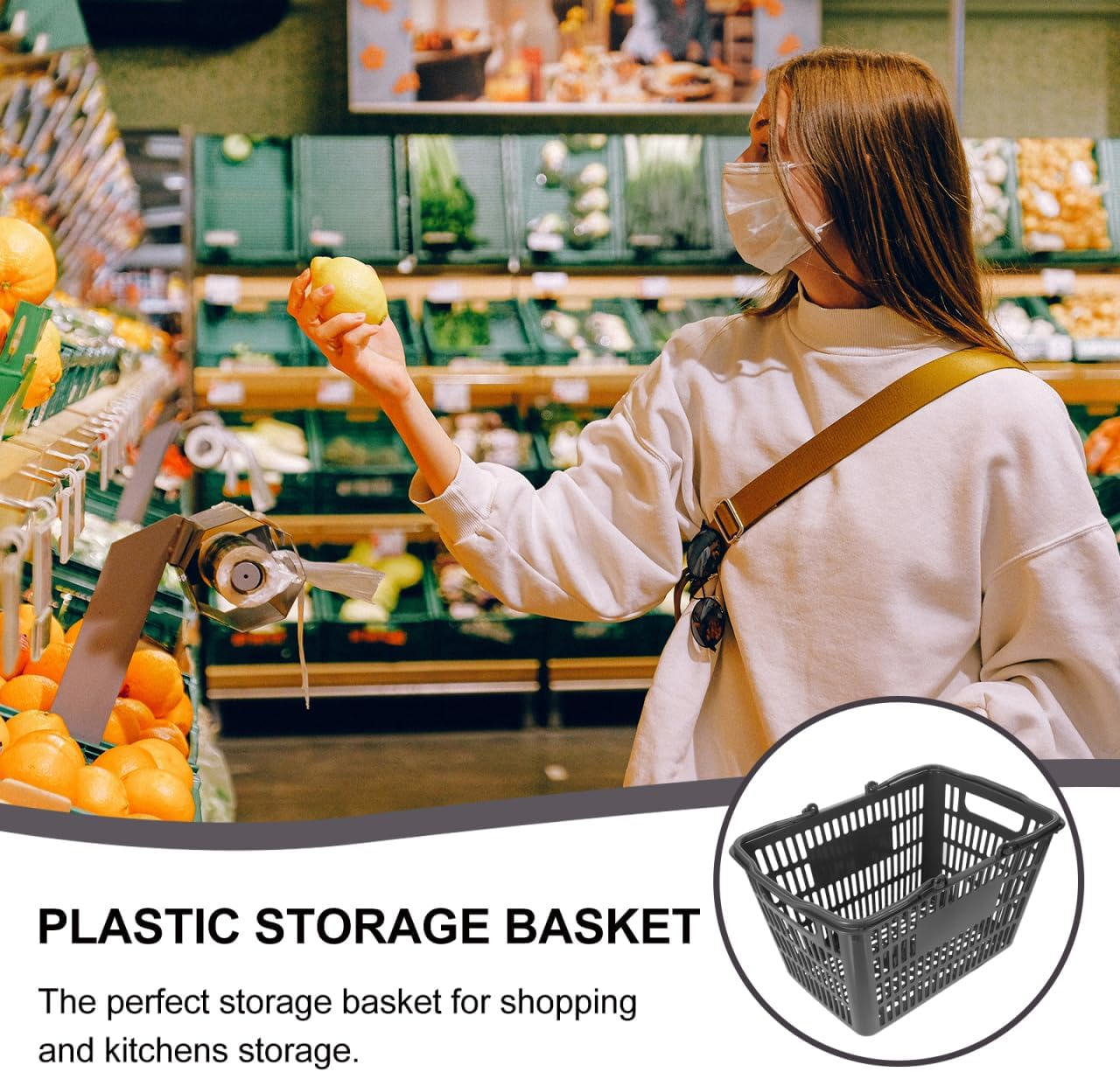Ibasenice Hampers Storage Baskets Portable Plastic under Shelf Basket Shopping Random Color image number 1