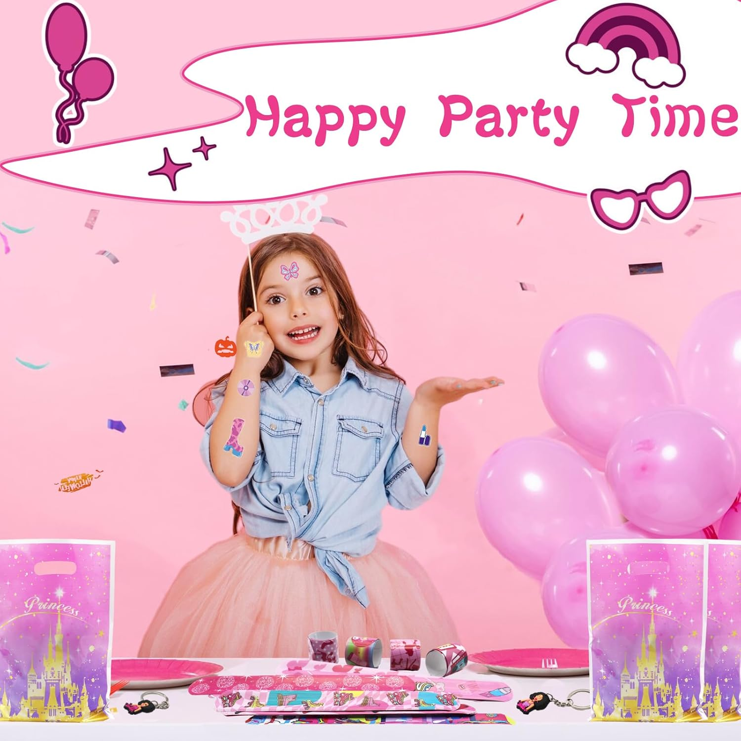 Barbi_E Party Bag Fillers for Kids Boys Girls, 42Pcs Barbi_E Assorted Toys Pinata Filler with Slap Bands Gift Bags Stickers Keychains Trick & Treat Goody Bag Fillers for Christmas Party