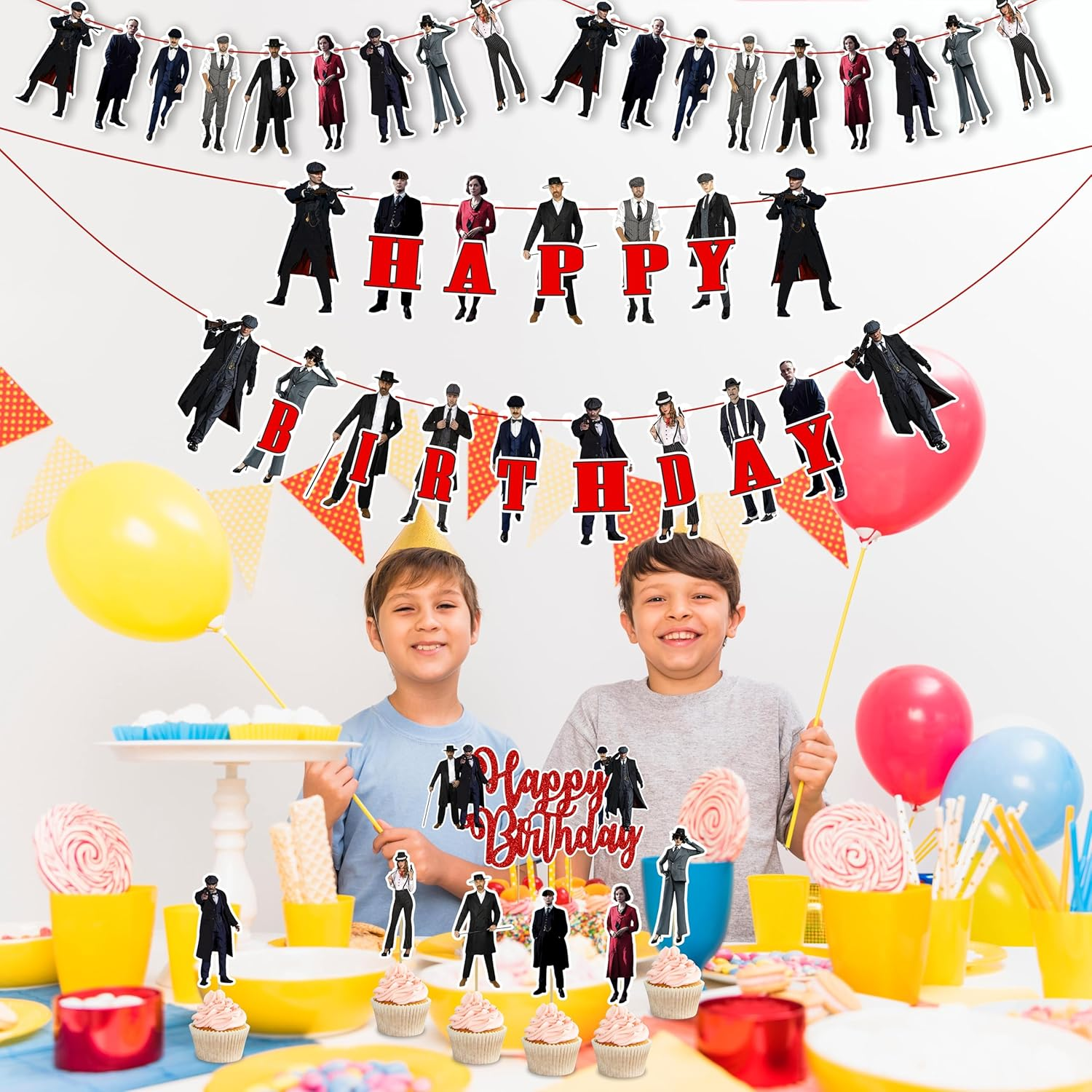 Paky Blnders Theme Birthday Party Supplies | Retro Gangster Decor, Banners & More for Bold, Vintage-Inspired Celebrations image number 4