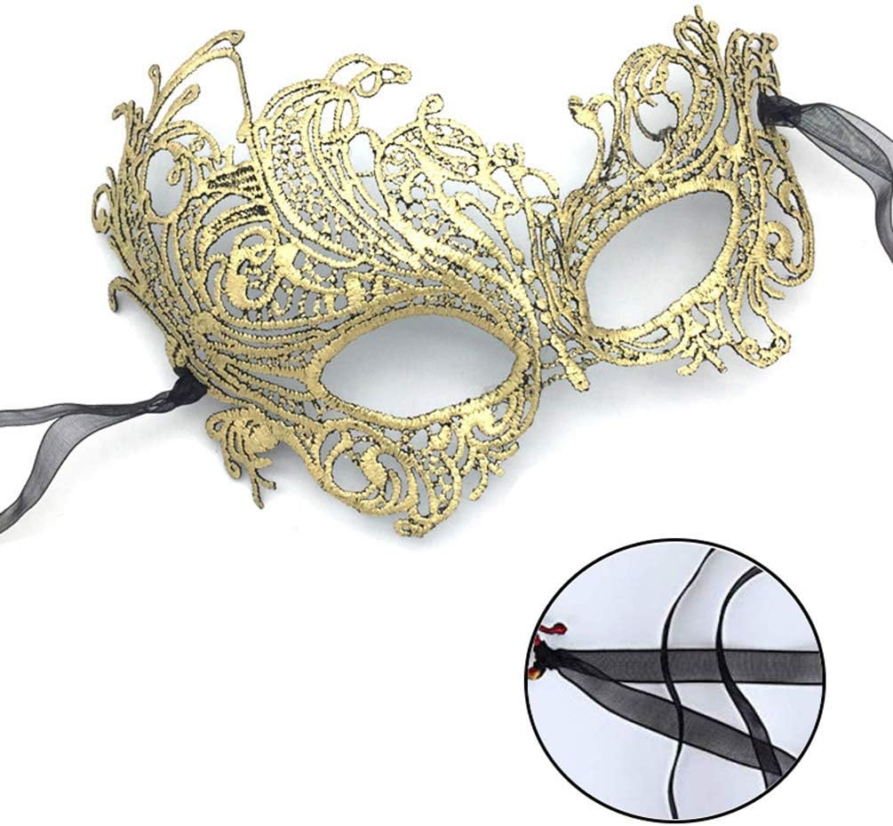 Imapo Masquerade Mask for Women, Mardi Gras Lace Masks, Cosplay Venetian Party Prom Ball Christmas Halloween Eye Lady Masks - Phoenix (Gold)