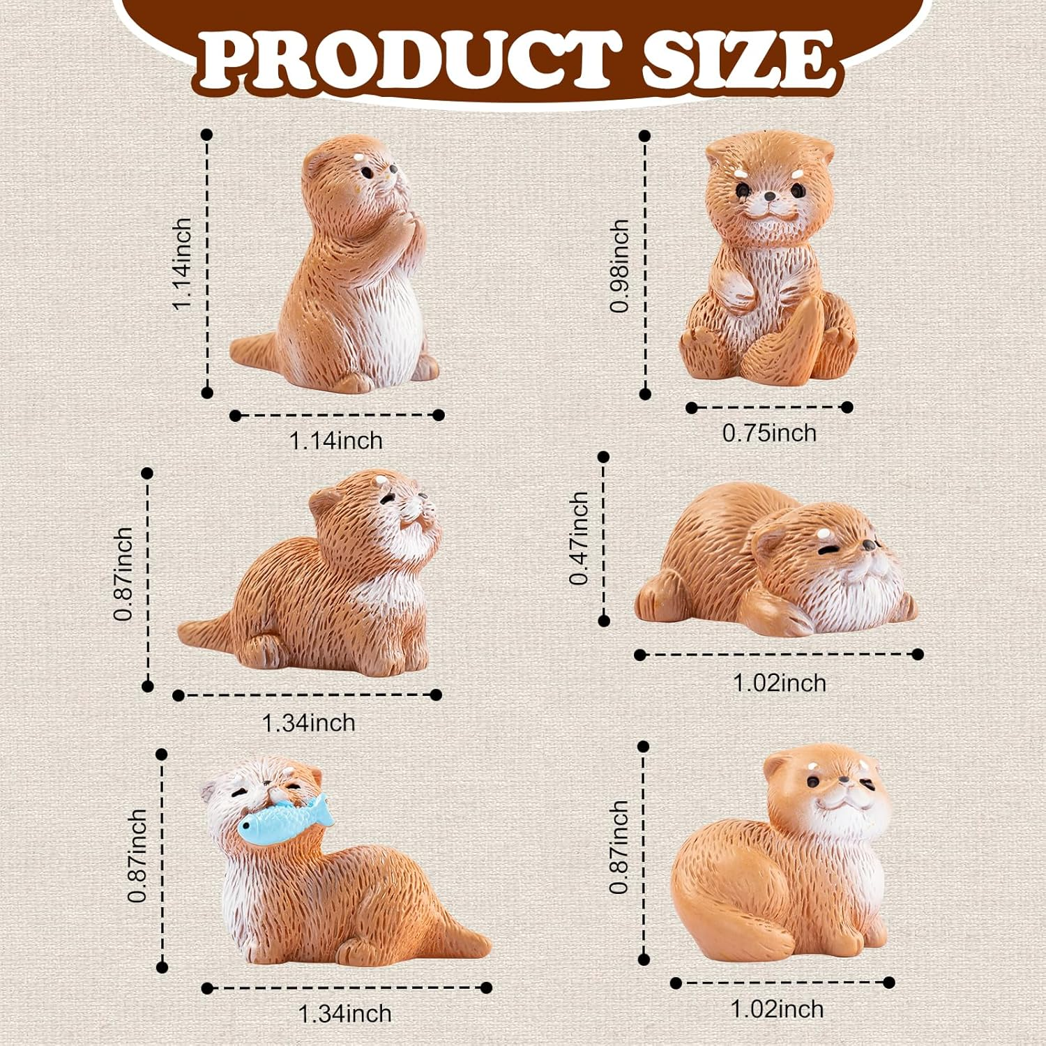 Rislobx 6PCS Otter Car Dashboard Decor, Sea Otter Car Dashboard Decorations, Cute Car Ornament Rearview Mirror Accessories, Otter Figurine for Auto Home Office Desk (Brown) image number 4