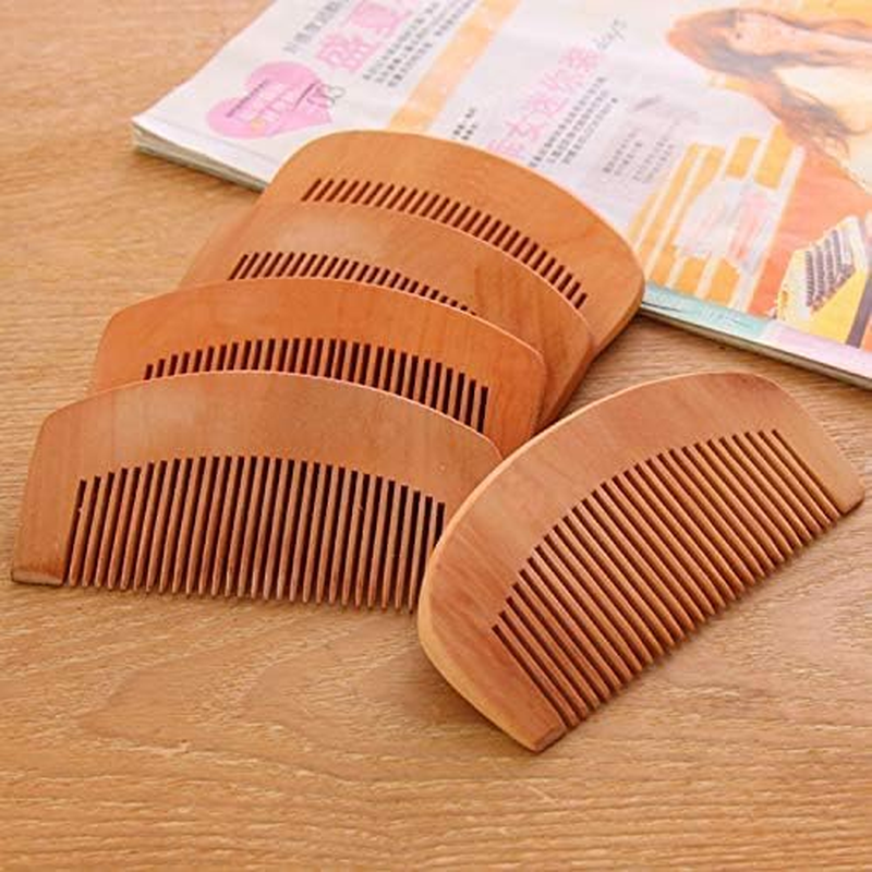 2 PCS Peach Wood Wooden Comb Anti-Static Comb Close Tooth image number 3