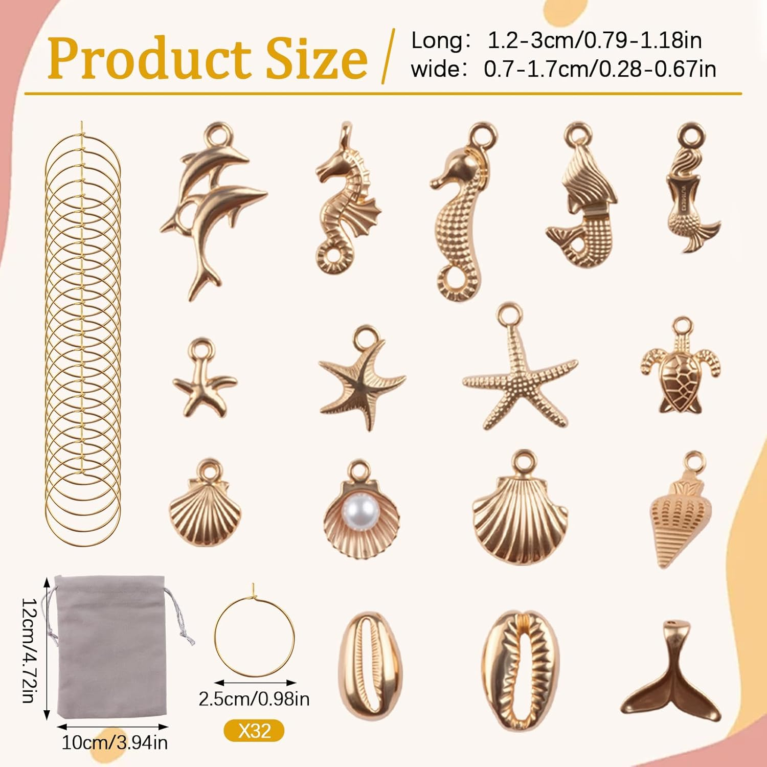 HICOHAND Wine Glass Charms, 32PCS Marine-Animal Wine Glass Identification Markers DIY Reusable Drink Identifier for Birthday Wedding Anniversary Thanksgiving Party image number 1