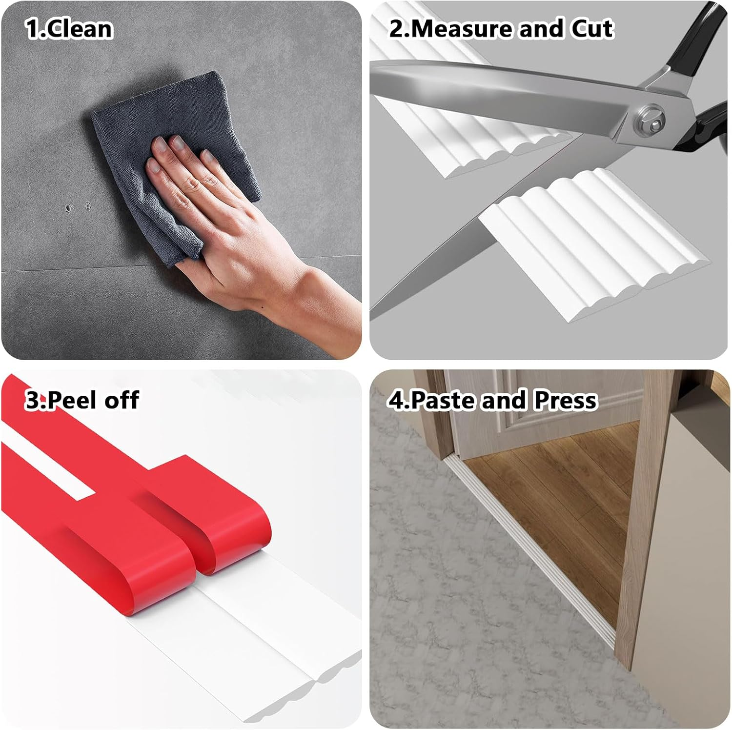 Corner Protector, Baby Safety Edge Guard, Peel and Stick Corner Trim Moulding, Self-Adhesive for Furniture, Wall, Table, and Cabinet - 1.6&rdquo; W X 20&rsquo; L, White image number 3