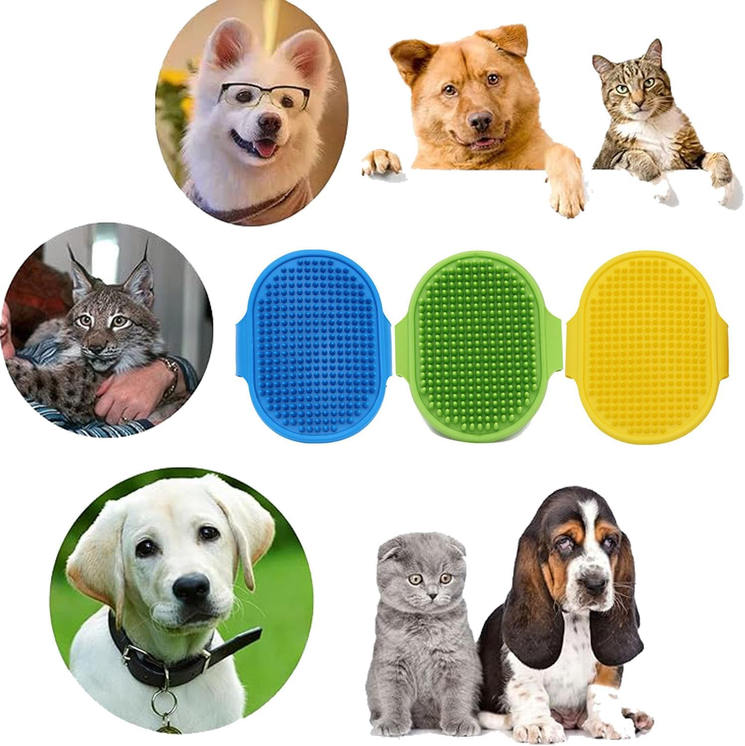 4 Pcs Dog Bath Brush Set - Shampoo Brush & Bubble Maker with Adjustable Handle, Dog Grooming Brush, Paw Washer & Massage Grooming Tool for Short/Long Hair Dogs & Cats (Green) image number 2