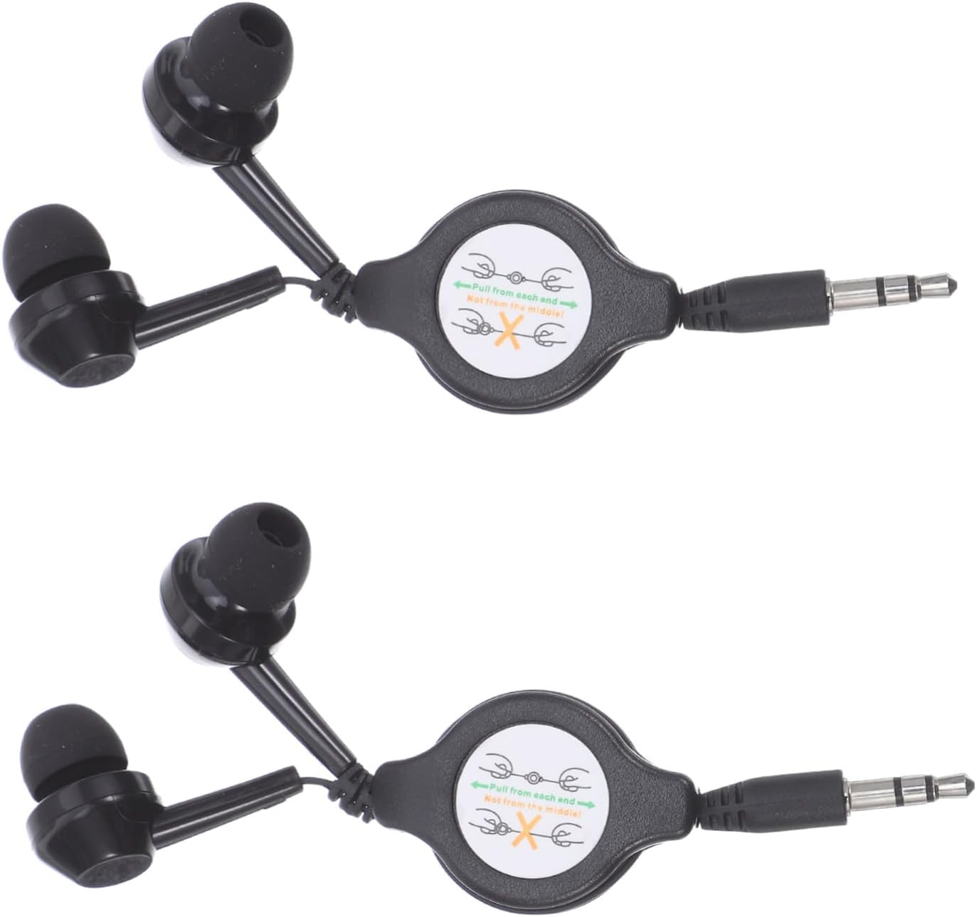 Hoement 2Pcs Retractable Wired Earbuds In-Ear Earphones Compact Portable Headphones with Dual Cable Stretch for Work Study Travel Noise Reduction and High-Fidelity Sound