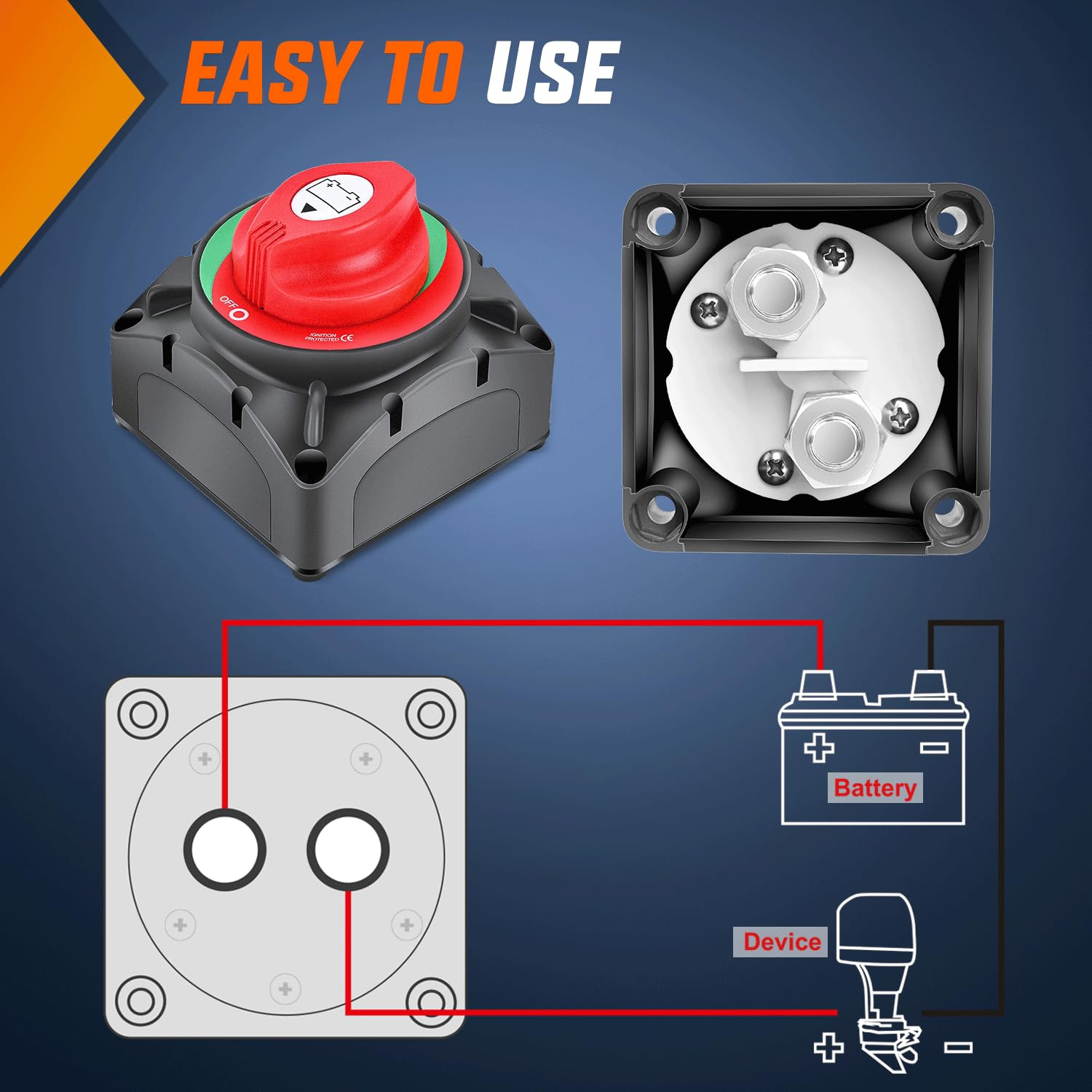 Nilight on off Battery Switch 12V 24V 48V 600A High Current Heavy Duty Battery Power Cut Master Switch Disconnect Isolator for Truck Vehicle Trailer RV Marine Boat Yacht image number 5