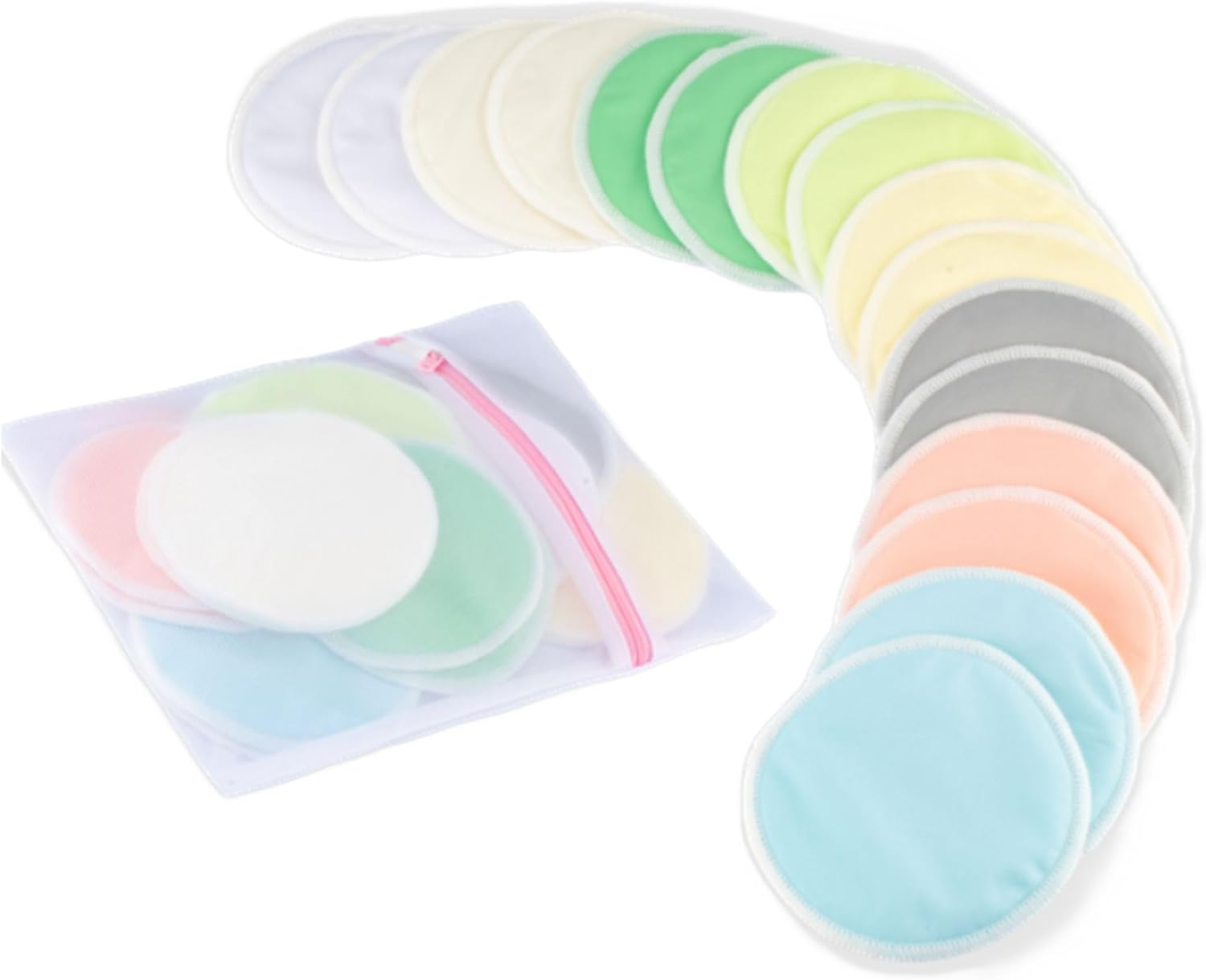 Organic Bamboo Reusable Breast Pads - 8 X Pair (16-Pack) 12Cm Diameter Nursing Pads Washable, Nipple Pads, Breast Pads for Leaking Breast Milk with Wash Bag. image number 6