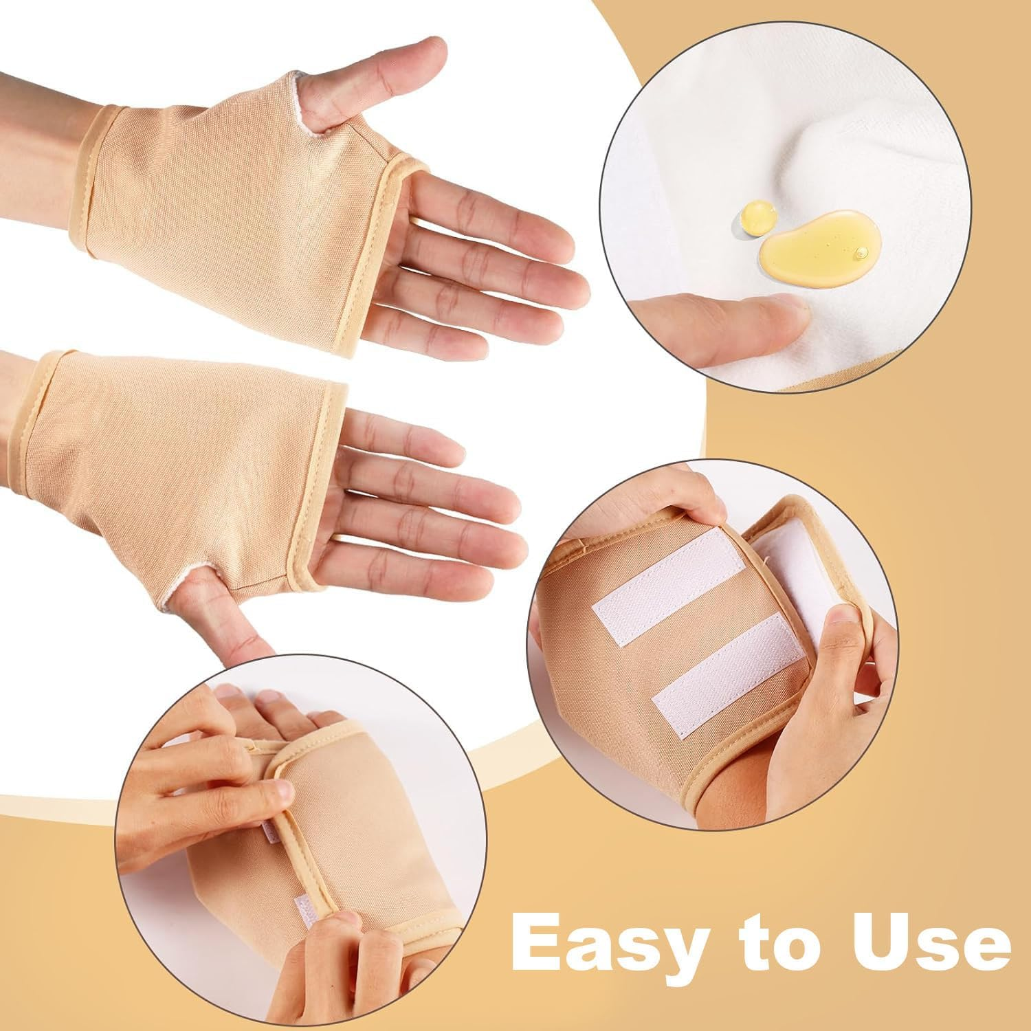 2 PCS Castor Oil Packs for Hands and 1 PCS Castor Oil Packs for Neck, Reusable Hand Castor Oil Wrap Adjustable Castor Oil Pads Prevent Leakage, Universal for Both Women and Men (Khaki) image number 2