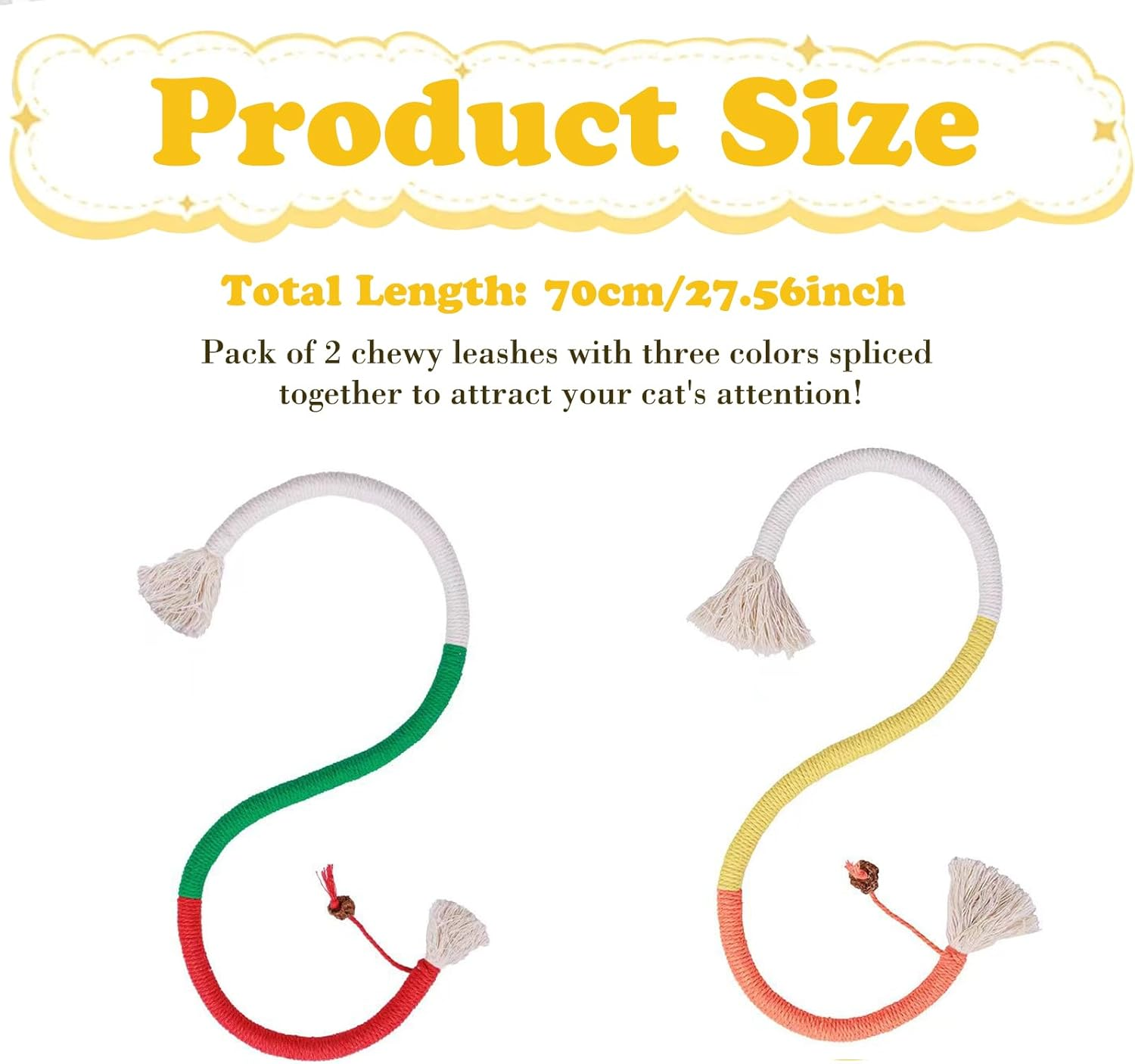 BSITSSS 2 Pieces Catnip Toy Bite Rope, Kitten Teething Chew Toy Rope, Interactive Cat Toy Bite Rope for Indoor Cats, Natural Catnip Cat Chew Teeth Cleaning Stress Release, Cotton Rope Toy image number 6