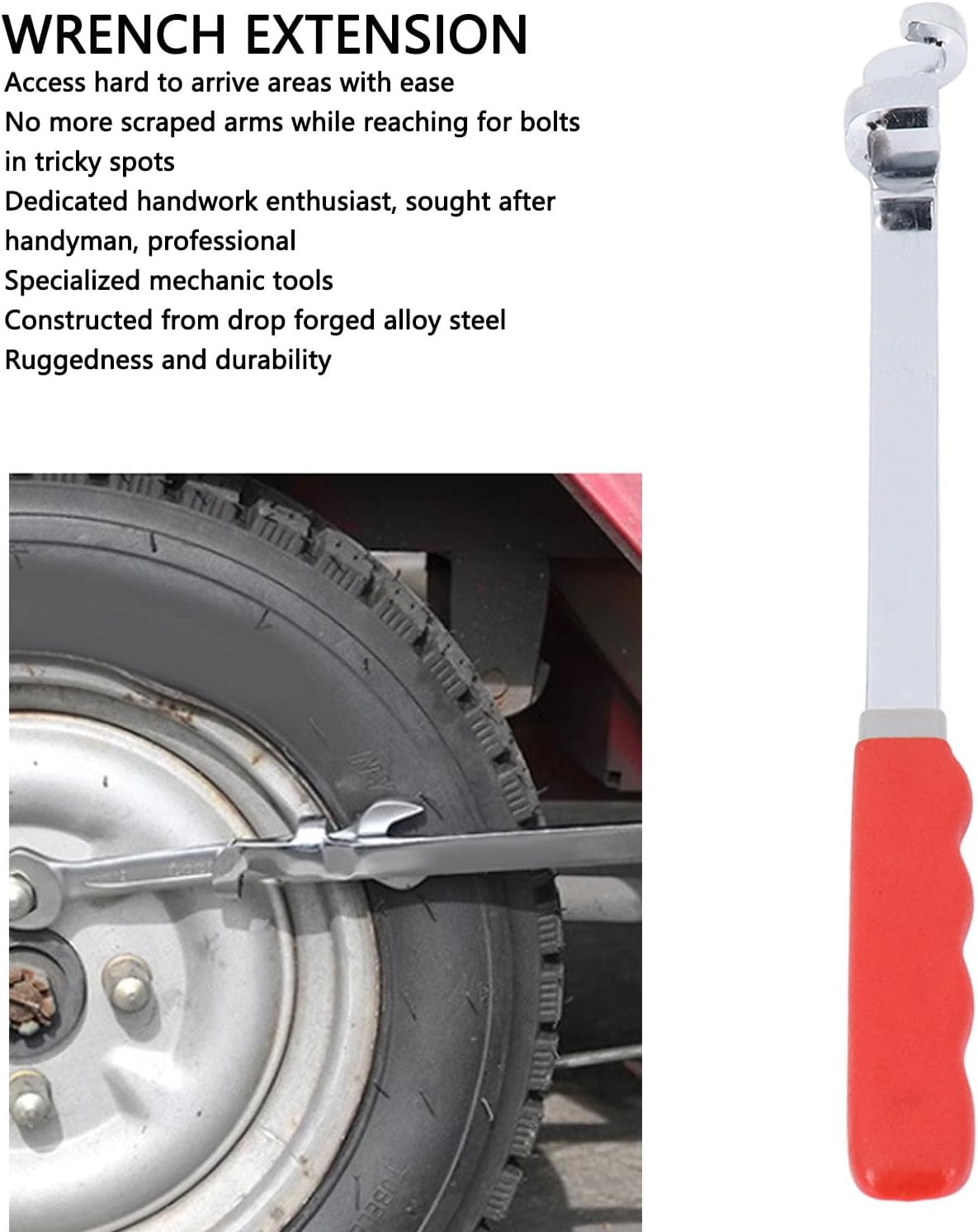 Wrench Extender Tool Bar, 15Inch Torques Adaptor Wrench Extension for Maximum Leverage, Amplified Tool Spanner for Garage Mechanics, Diyers image number 1