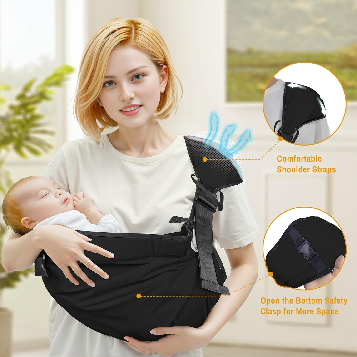 Baby Carrier Newborn to Toddler,Adjustable Baby Sling Carrier,Comfortable and Lightweight Toddler Carrier for 25-60 Lbs,Ideal for Shopping Travelling image number 1