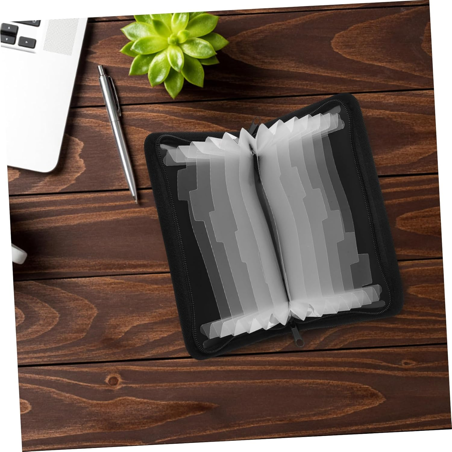 FOYTOKI Mini Accordion File Organizer for Documents Bill Folder Organizer Accordion Bag Zipper Document Storage for Travel and Receipt Organiser image number 4