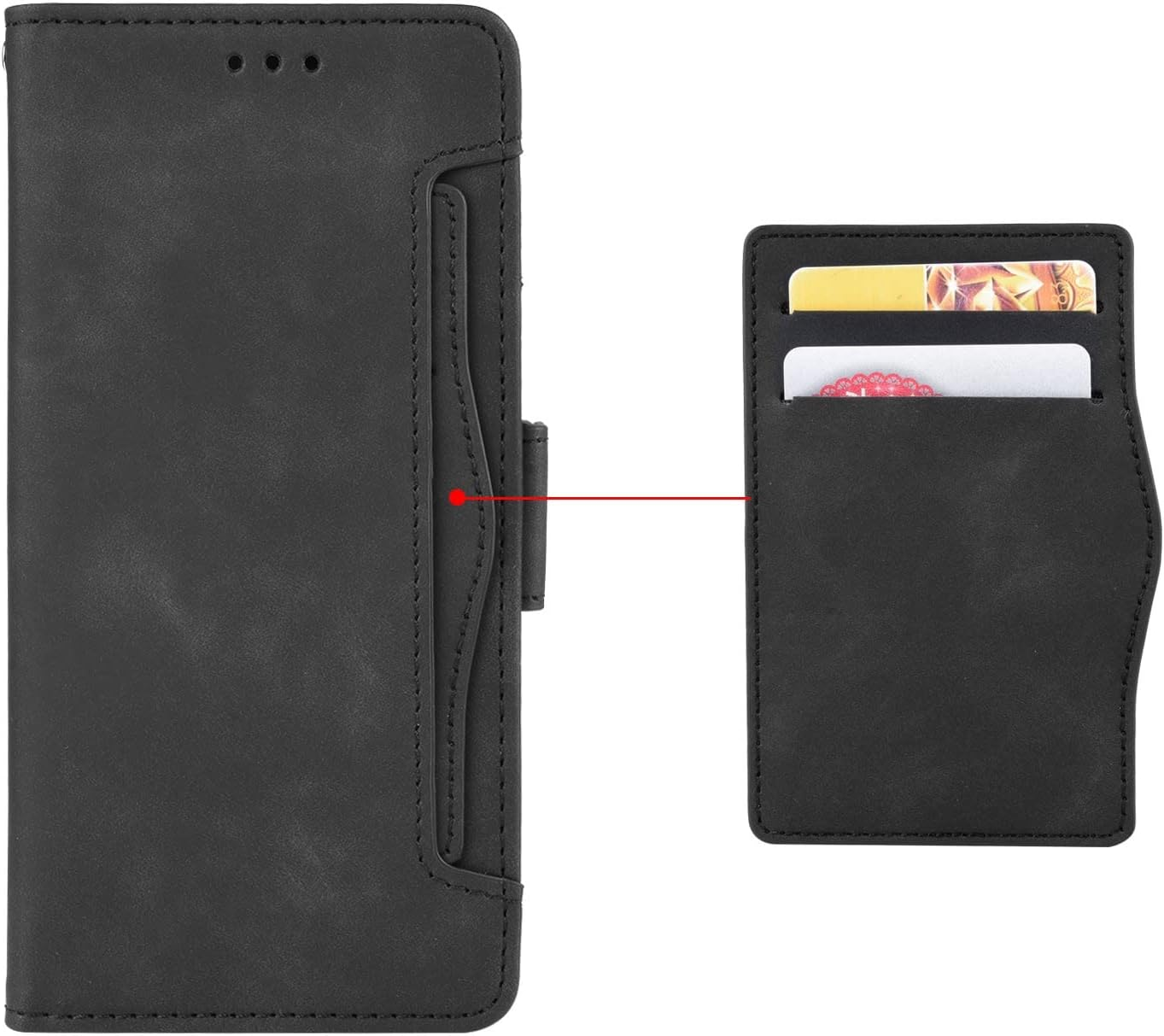 Goshukuntech Phone Cover for Oppo Find X5 Pro Wallet Case[ 5 Card Slots Leather Wallet ] Soft TPU Inner Case Flip Cover Stand Feature [6.43 Inch]-Black