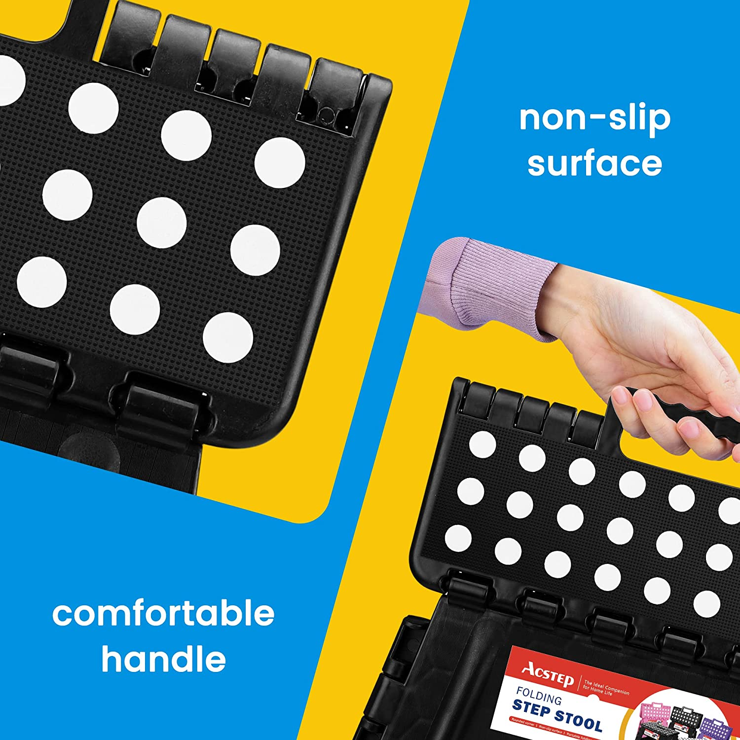 Acko 11 Inches Folding Step Stool for Kids Adults Kitchen Garden Bathroom Stepping Stool Black image number 6