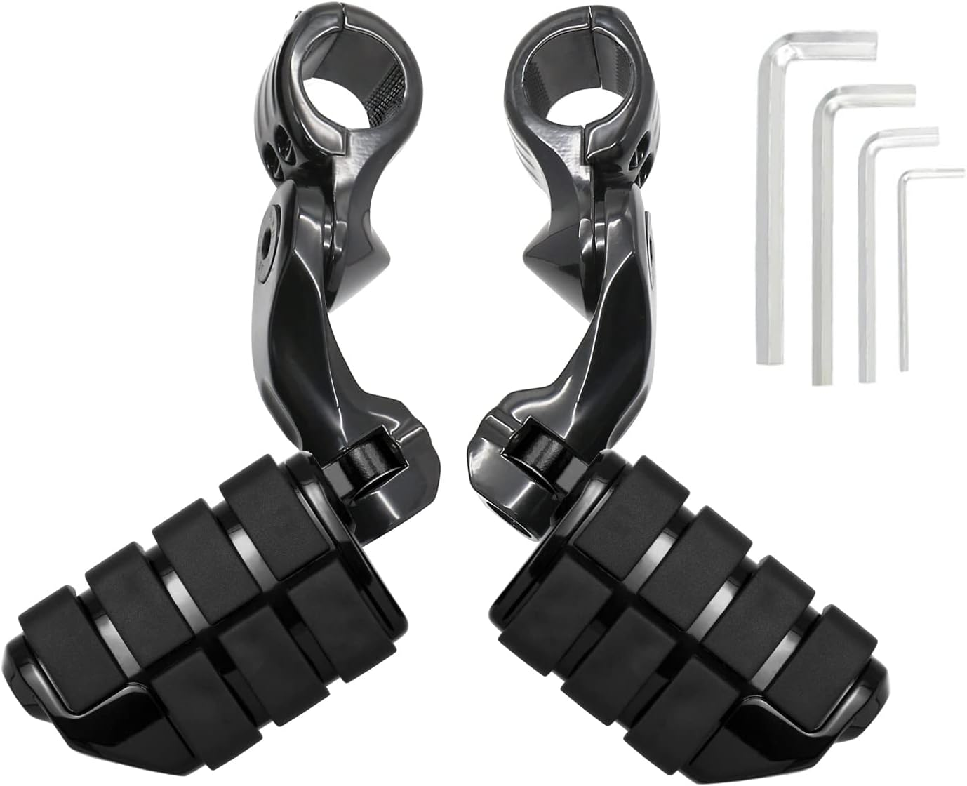 Highway Pegs Foot Rest Fit for Harley Sportster Dyna Touring Street Glide Road Glide Road King Electra Glide with 1.25 Inch Highway Bar (Black)