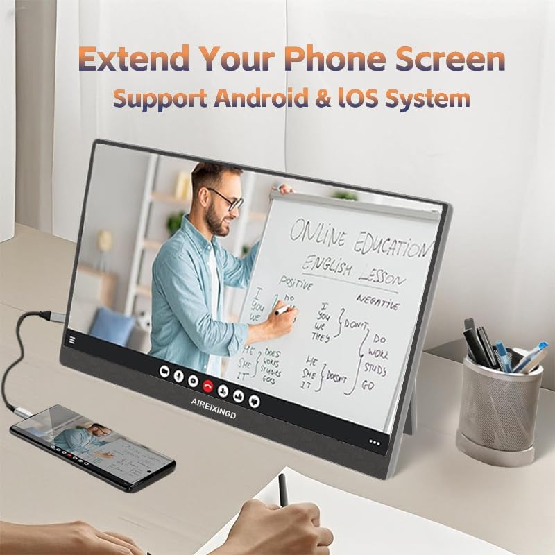 AIREIXINGD 15.6'' Portable Monitor 144HZ FHD 1080P Kickstand Portable Laptop Monitor IPS Computer External Screen USB C HDMI Display for PC MAC Phone Xbox PS5