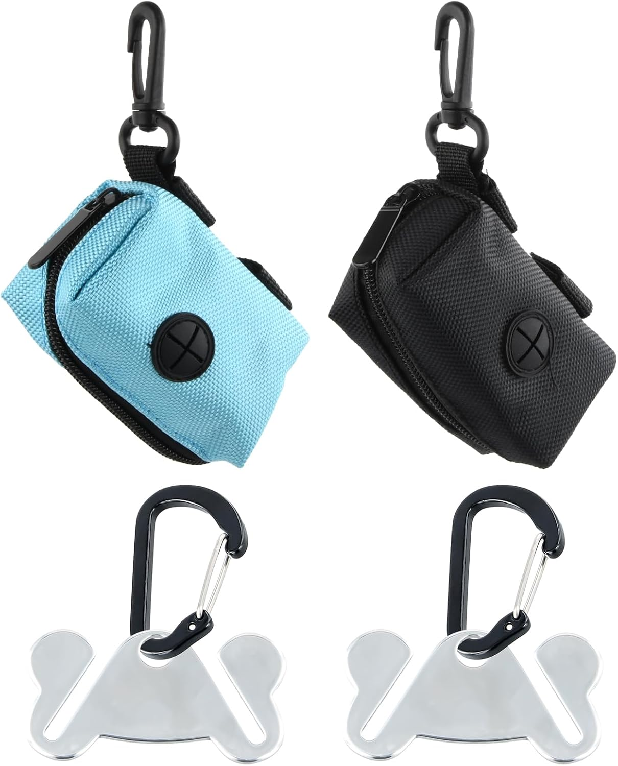 Pack of 4 Dog Waste Bags Holder, Poop Bag Carry Bag, Pet Dog Waste Bag Dispenser, Dog Bag Dispenser for Walking with Dogs, Waste Bag Dispenser for Dogs with Zip