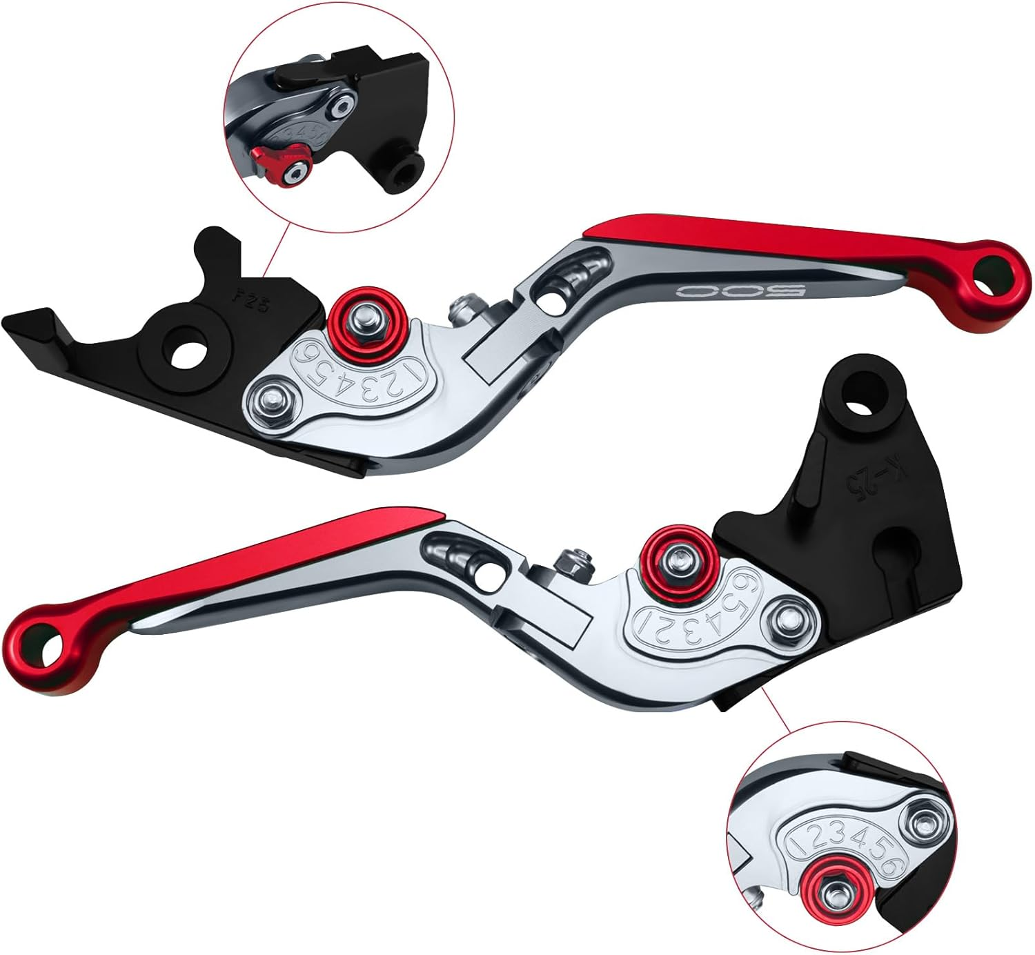 XIDAODIT for Kawasaki NINJA500 Ninja 500 Z500 Z 500 SE 2024 2025 Motorcycle Clutch Lever Adjustable Handlebars Brake and Clutch Levers Set (Red)