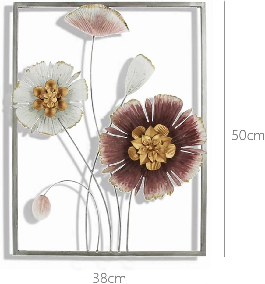 Metal Wall Art,Spring Flowers,50Cm Hanging Framed Wall Arts,3D Flowers Home Garden Decor,Sculpture for Indoor Outdoor, Xmas Gift,Thickness 5Cm image number 1