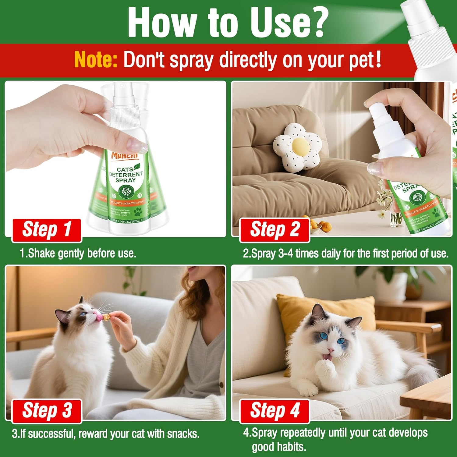 Cat Scratch Deterrent Spray,Natural Cat Repellent Spray for Furniture Indoor & Outdoor, No Scratch Training Aid,Prevent Scratching, Digging & Chewing image number 5