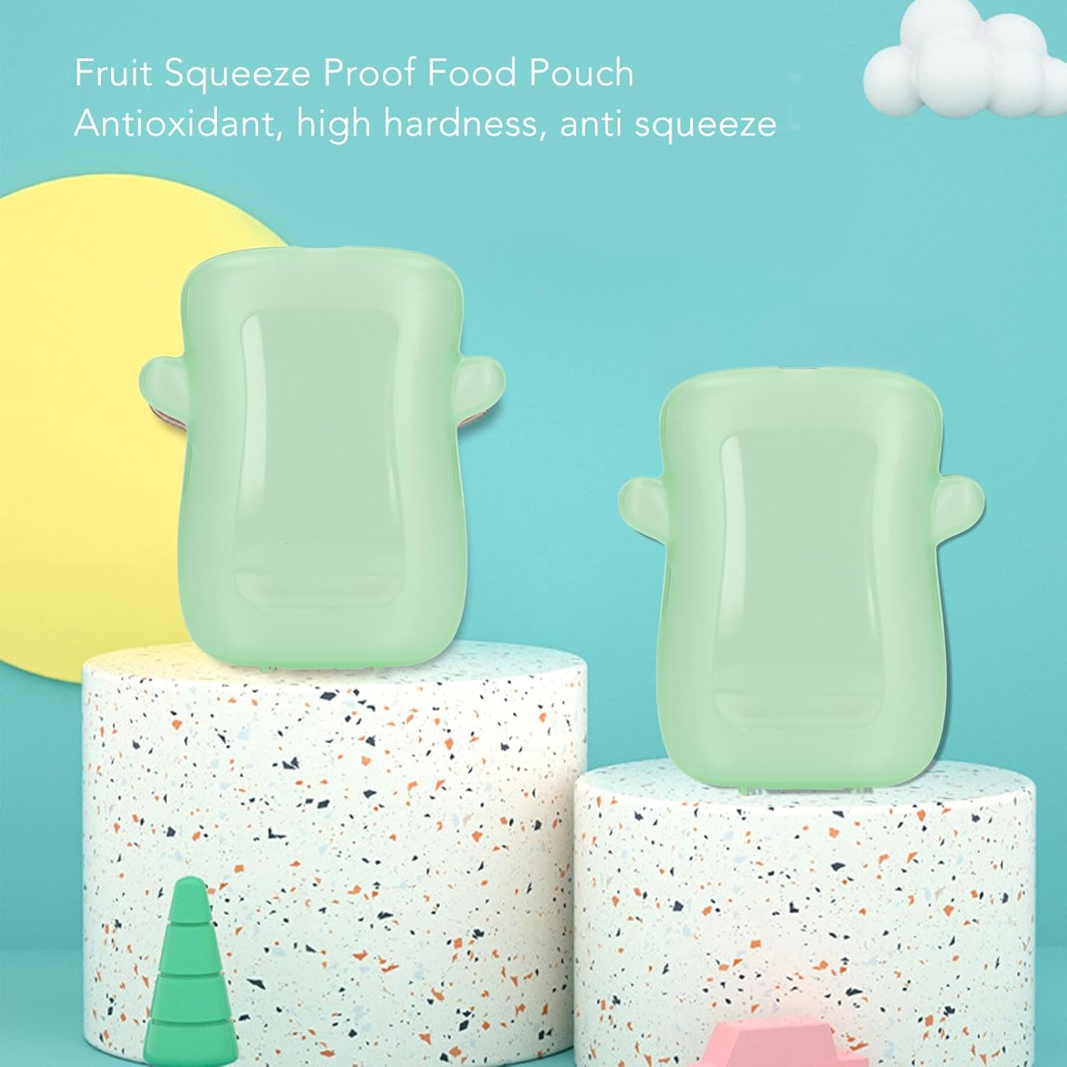 Squeeze Proof Flipping Holder for Food Pouches & Juice Boxes, Universal Multipurpose Prevent Messes Support Self Feeding Baby Juice Box Holder for Toddlers (Green) image number 2