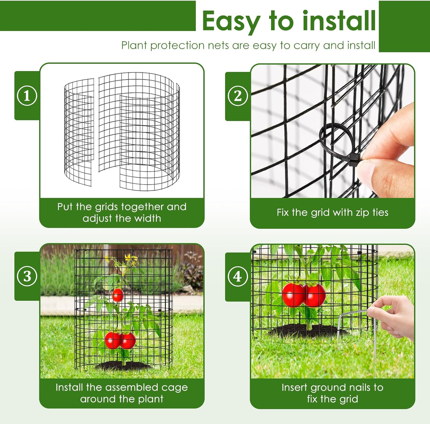 15Pcs Plants Protector from Animals 13.7Inch Metal Mesh Plants Cages to Keep Animals Out Rustproof Garden Protection Covers for Indoor Outdoor Garden Zjmcajy(Blackish Green,15) image number 1