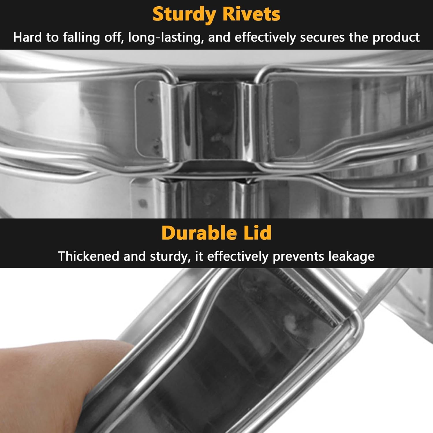 Aomiun Camping Cookware Set 4 PCS Stainless Steel Pots Pans Plate Cup with Leak-Proof Lid for Outdoor Camping Hiking Picnic for 2-3 People image number 6