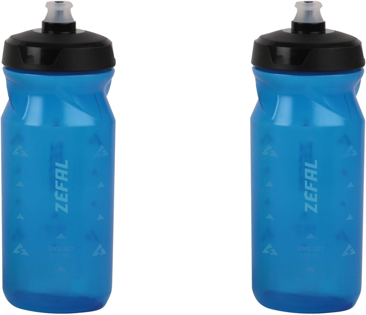 ZEFAL Pack Sense Soft 65-2 Bicycle Drinking Bottles - Road Bike Water Bottle - MTB Cycling Bottle - Sports Bottle Soft and Odourless - Bpa-Free - Blue Transparent, 2 X 650 Ml