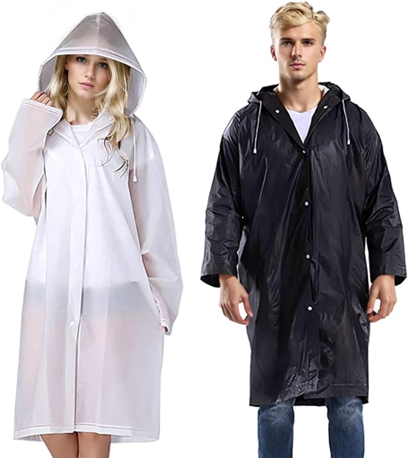 EVA Rain Poncho, 2 Pcs Raincoat for Women Men, with Hood，Reusable EVA Rain Ponchos Raincoat