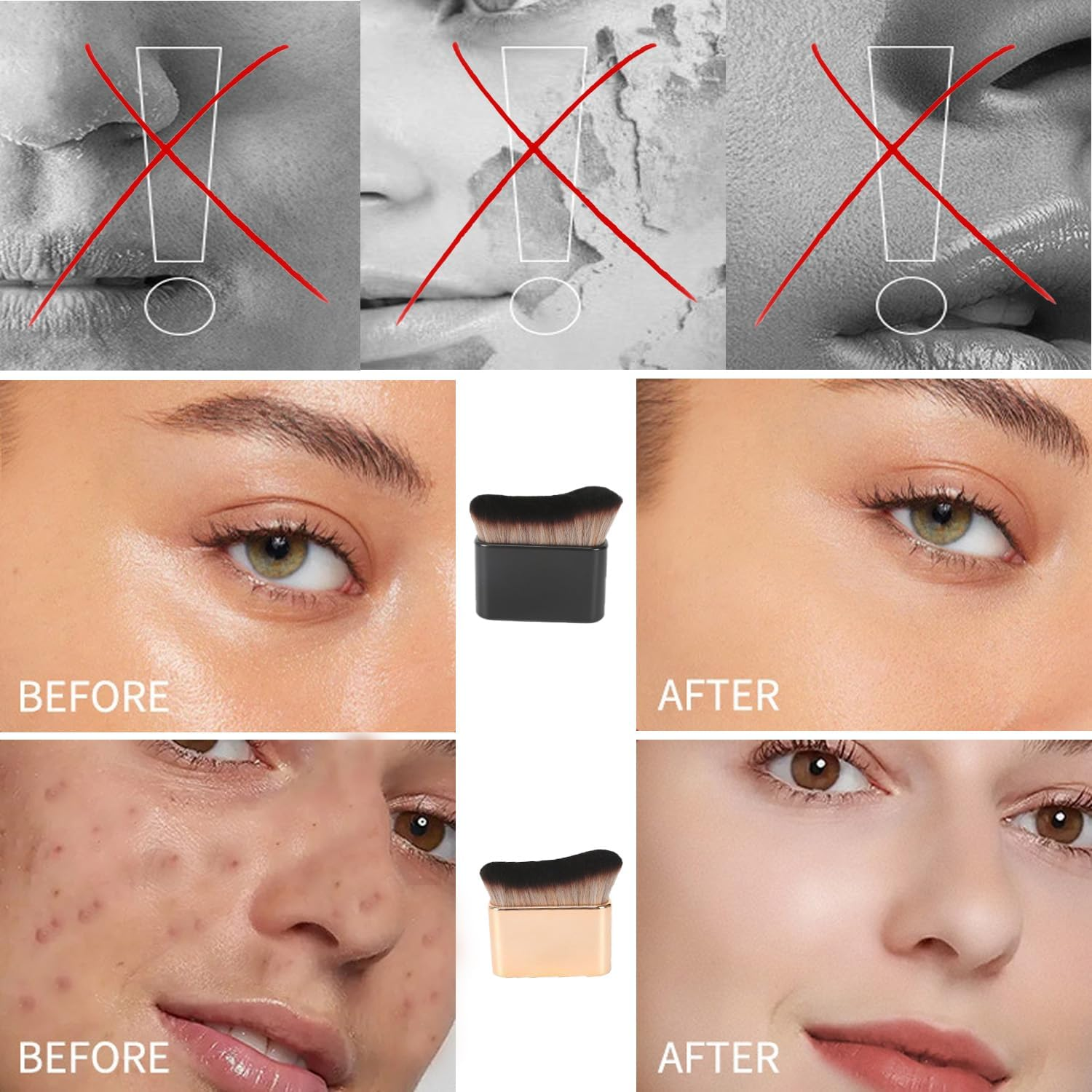 2 Body Brushes,Powder Brushes,Large Makeup Brushes Suitable for Fake Tan,Foundation,Blush,Bronzer,Sunscreen,And Tanning Applicators,Suitable for Face and Body（Black,Rose Gold) image number 6